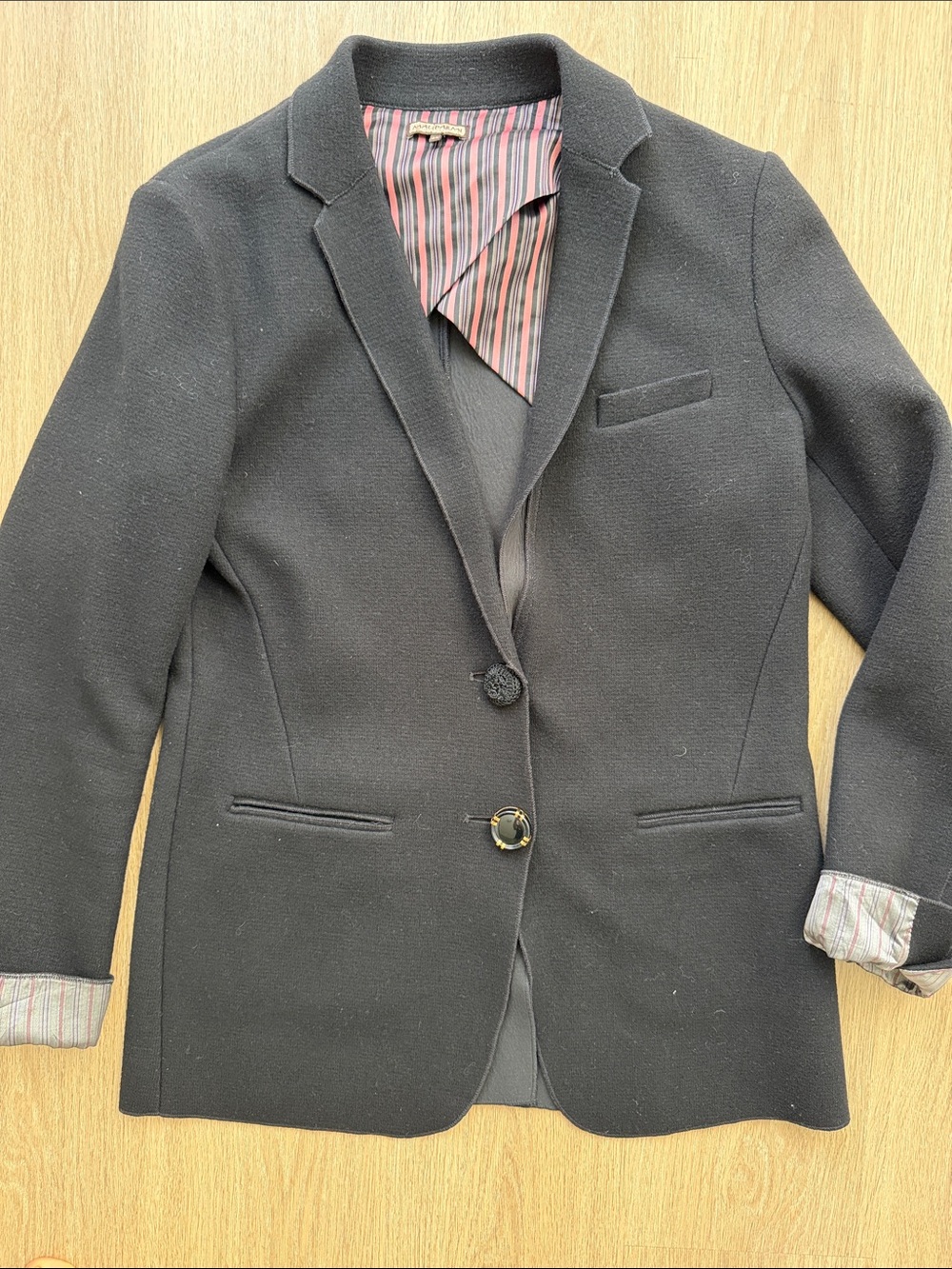 Maliparmi Wool Cashmere Black Blazer Jacket Italy Size 44